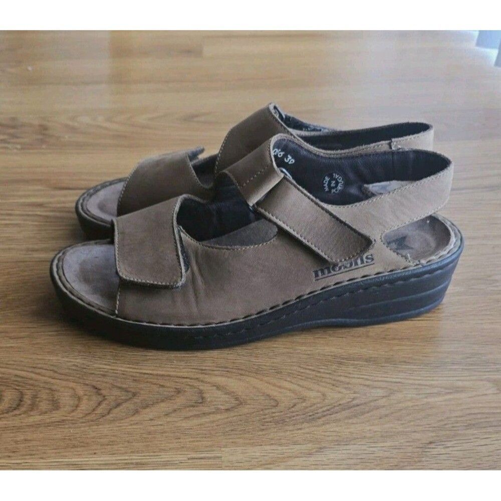 Mephisto Sandals Womens 39 Mobils Air Relax Slingback Tan Leather Wedge Sz 8.5